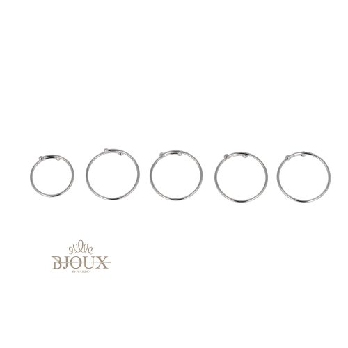 Anello 5 dita in acciaio rodiato con pallini