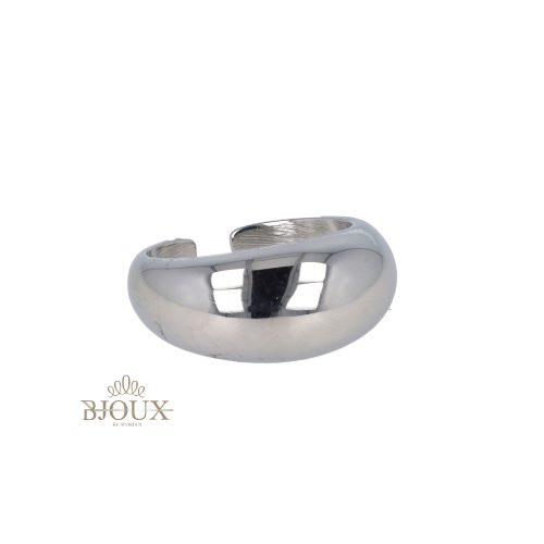 Anello acciaio bombato color rodio