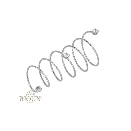 Anello acciaio spirale con 3 punti luce