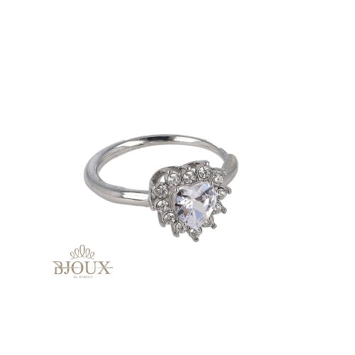 Anello acciaio con cuore brillante