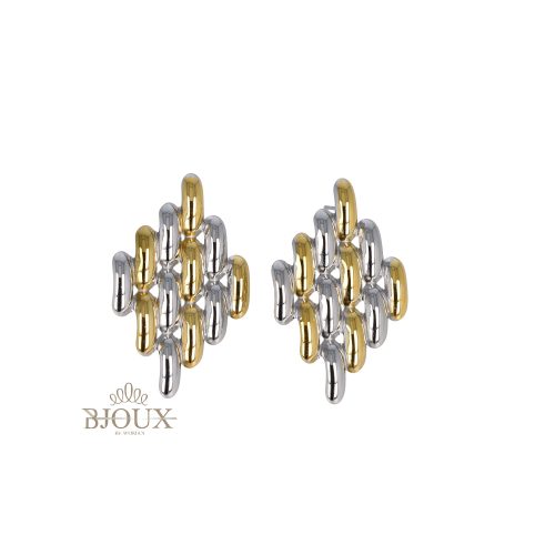 Orecchini acciaio rombi due tone