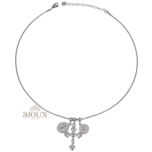 Collana acciaio ciondoli religiosi
