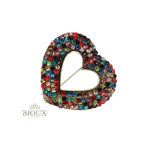 Spilla gioiello cuore brillante colorato