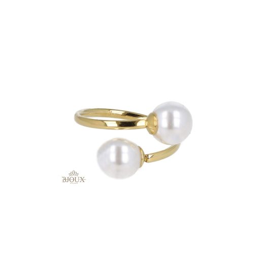 Anello incrocio perle bianche