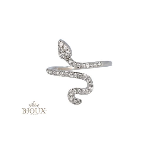Anello snake di strass in acciaio
