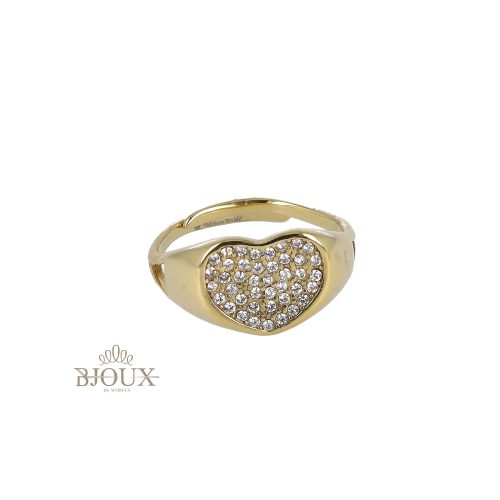 Anello chevalier cuore strass acciaio