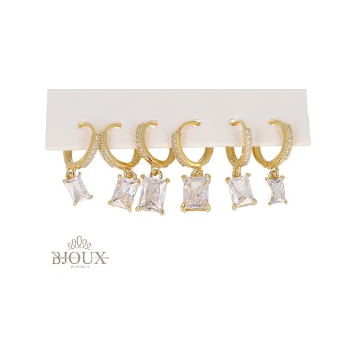 Orecchini card set castoni rettangolari