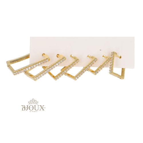 Orecchini card set strass forma rettangolare