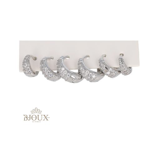 Orecchini card tre coppie cerchietti strass