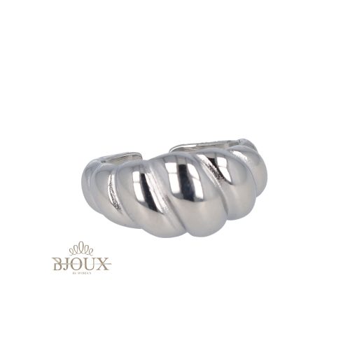 Anello acciaio croissant color rodio