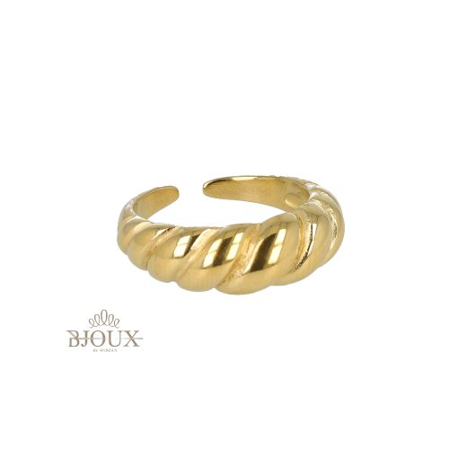 Anello croissant in acciaio gold con fascia aperta