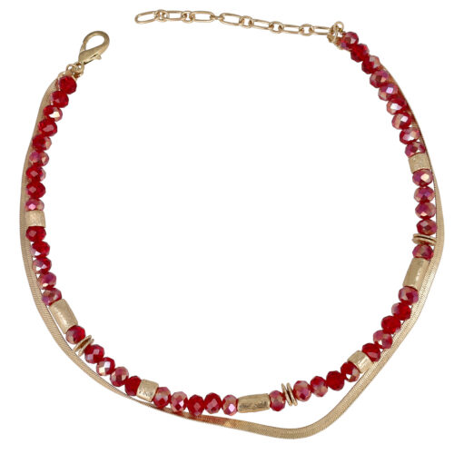 Collana cristalli rossi e snake gold