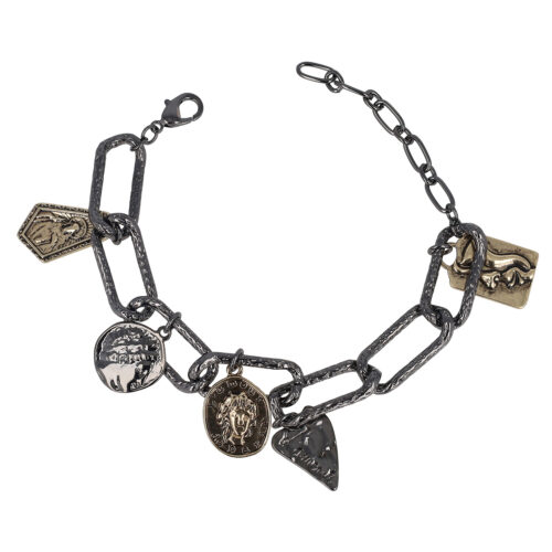 Bracciale catena con ciondoli medaglie