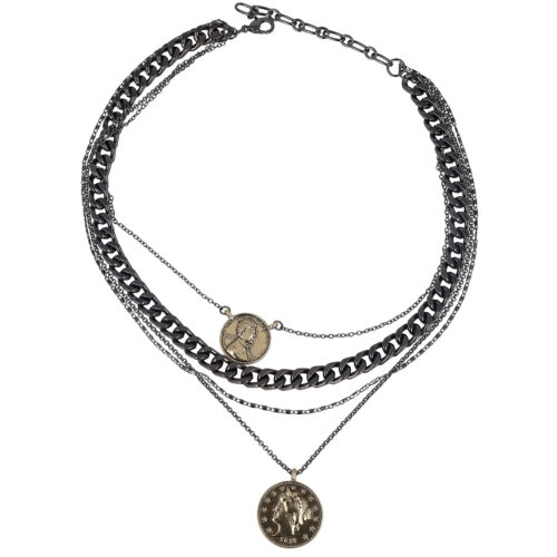 Collana groumette con ciondoli medaglie