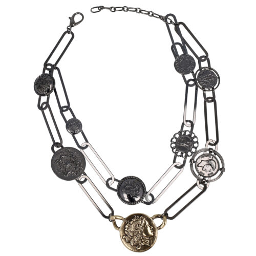 Collana catena ovale con medaglie