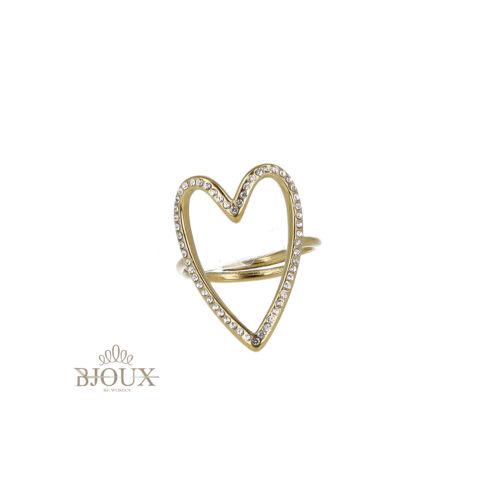 Anello Cuore Cristalli in Acciaio