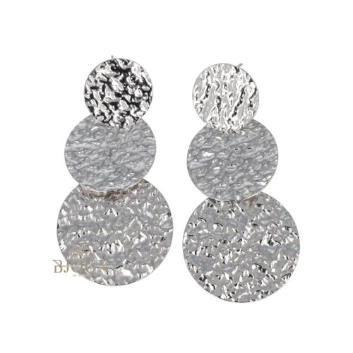 Orecchini Dischi Martellati in Acciaio