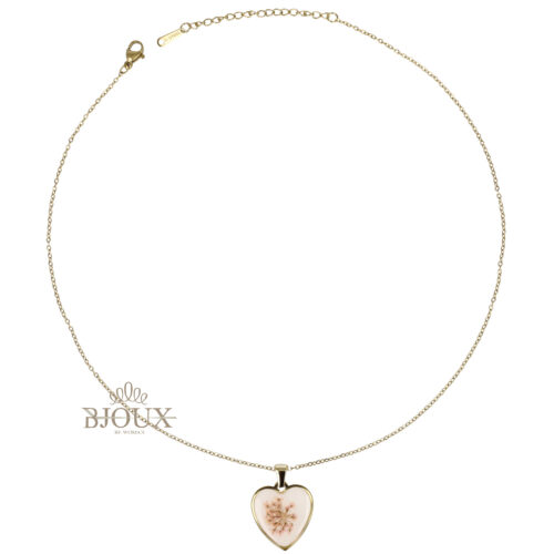 Collana in Acciaio con Ciondolo Cuore Fiori