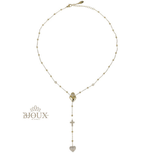 Collana Rosario con Cuore e Croce in Acciaio