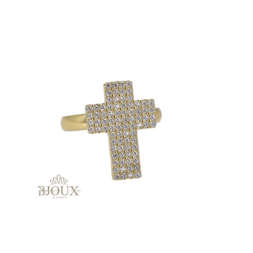 Anello in acciaio con croce grande