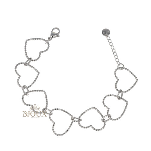 Bracciale in acciaio con cuori vuoti