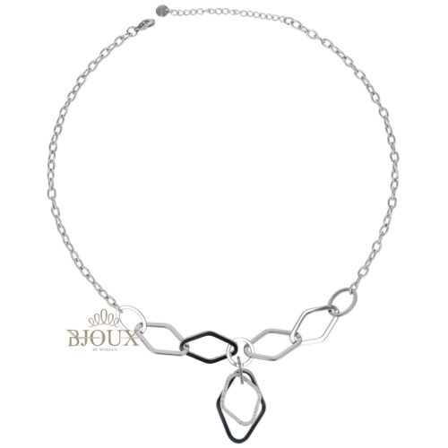 Collana in acciaio con rombi doppi