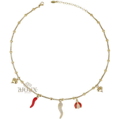 Collana in acciaio portafortuna strass