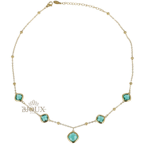 Collana in acciaio con cristalli sfaccettati colorati