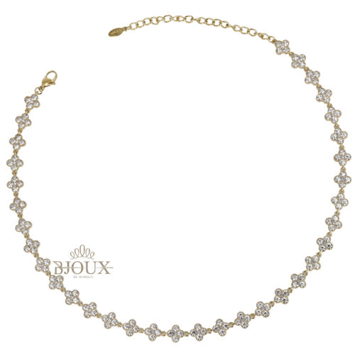 Collana Tennis in Acciaio con Fiori di Zirconi