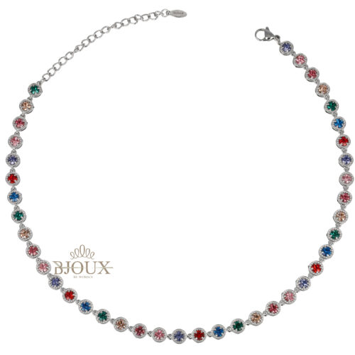 Collana Tennis Multicolor in Acciaio
