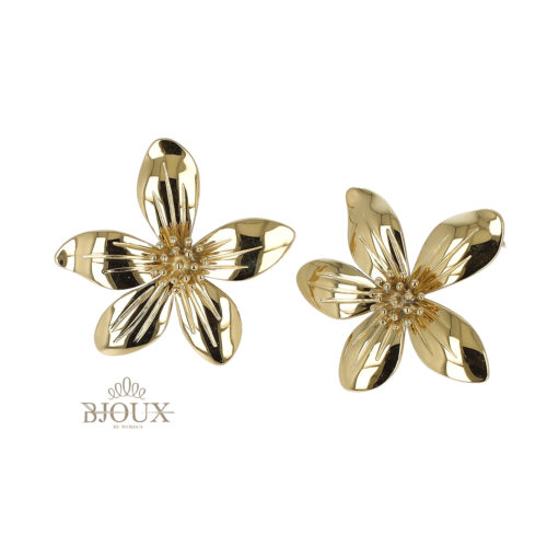 Orecchini in acciaio a fiore con petali scolpiti