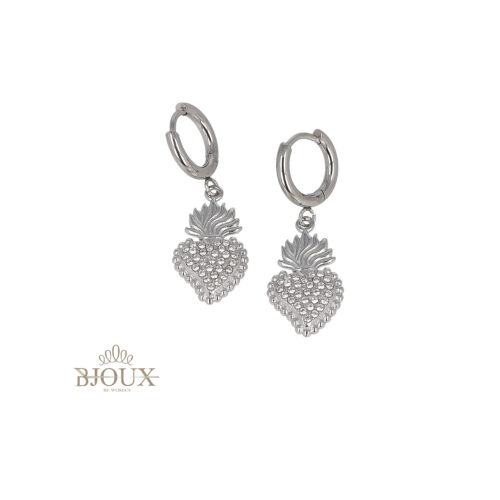 Orecchini in acciaio con pendente cuore sacro zirconi