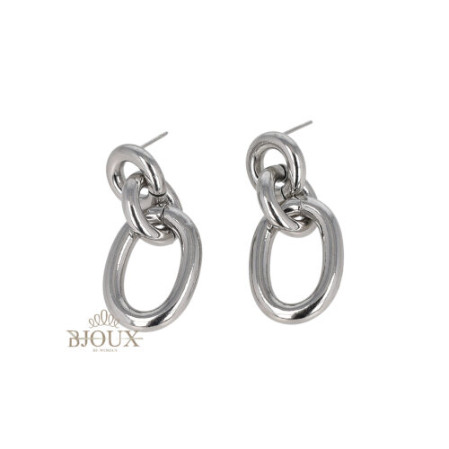Orecchini in acciaio a catena ovale