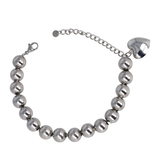 Bracciale Sfere 10 mm con Cuore Sonaglino