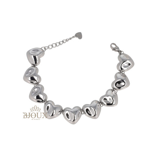 Bracciale Cuori Bombati in Acciaio