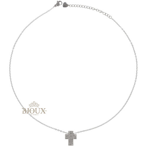 Collana Croce Zirconi in Acciaio