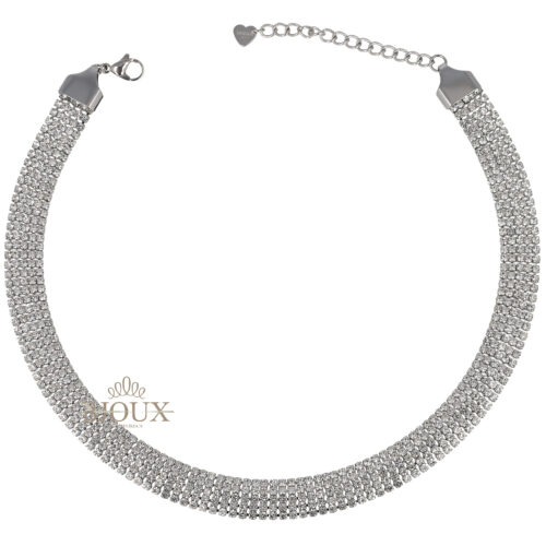 Collana Girocollo Zirconi in Acciaio