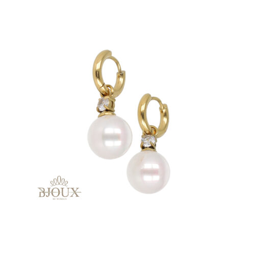 Orecchini Cerchio con Perla in Acciaio