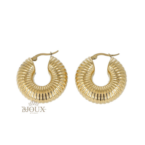 Orecchini Cerchio Rigato Maxi in Acciaio