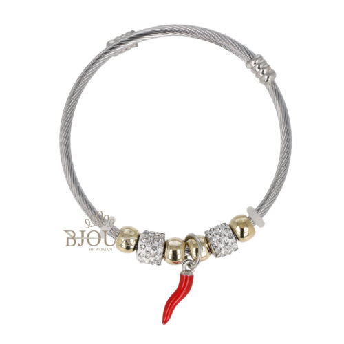 Bracciale spirale beads gold con corno rosso