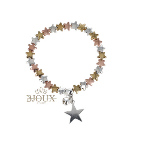 Bracciale di stelle tre tone con ciondoli