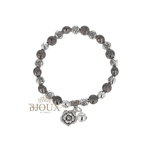 Bracciale di rose rodio con ciondoli
