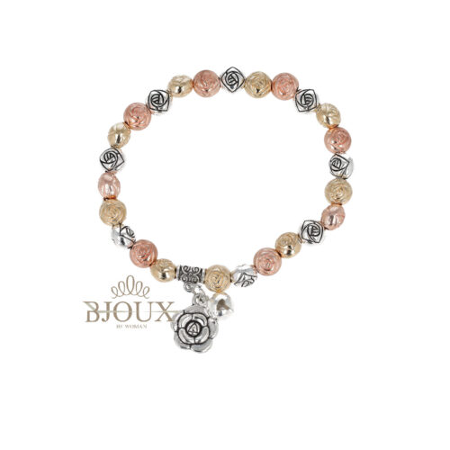 Bracciale di rose tre tone con ciondoli