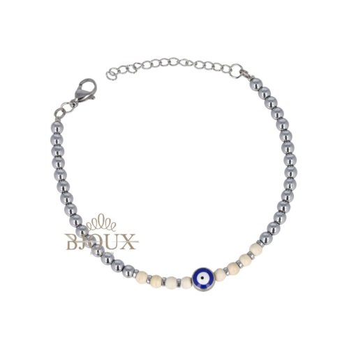 Bracciale uomo pietre bianco e occhio