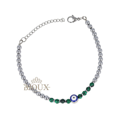 Bracciale uomo pietre verde e occhio