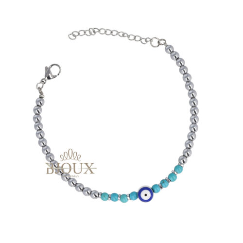 Bracciale uomo pietre turchese e occhio