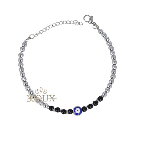 Bracciale uomo pietre nere e occhio