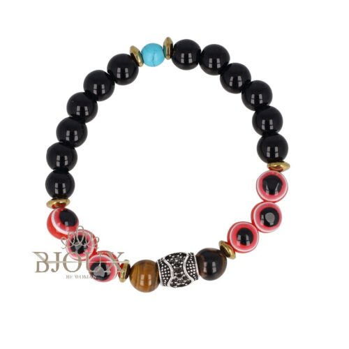 Bracciale uomo elastico con occhi Portafortuna rossi