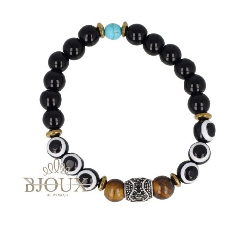 Bracciale uomo elastico con occhi Portafortuna black