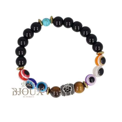 Bracciale uomo elastico con occhi Portafortuna multi